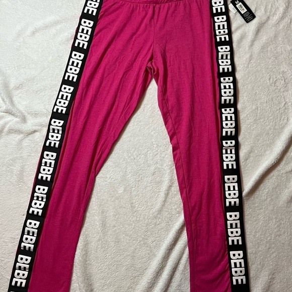 Bebe Hot Pink Logo Sleep Joggers | Size M | NWT - Picture 1 of 9